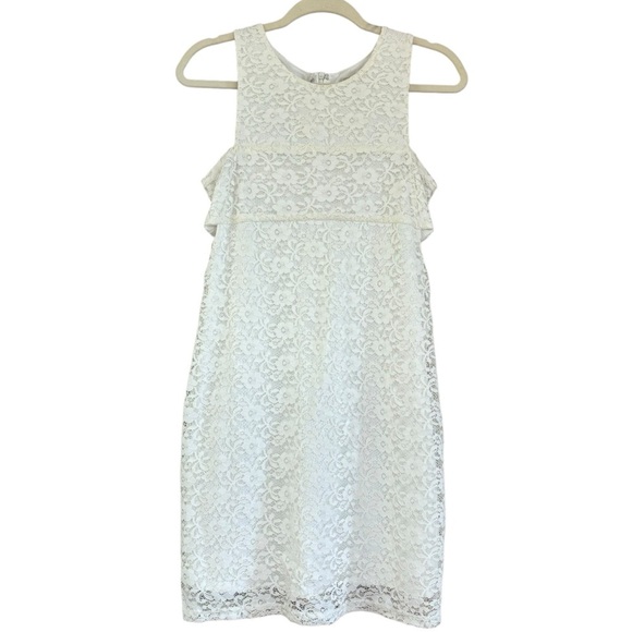 Gianni Bini Dresses & Skirts - GB White Lace Cutout Mini Dress Women’s M Bridal Bachelorette Wedding Bodycon